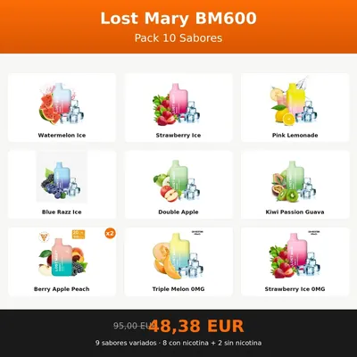 Lost Mary BM600 Pack 10 Sabores Variados