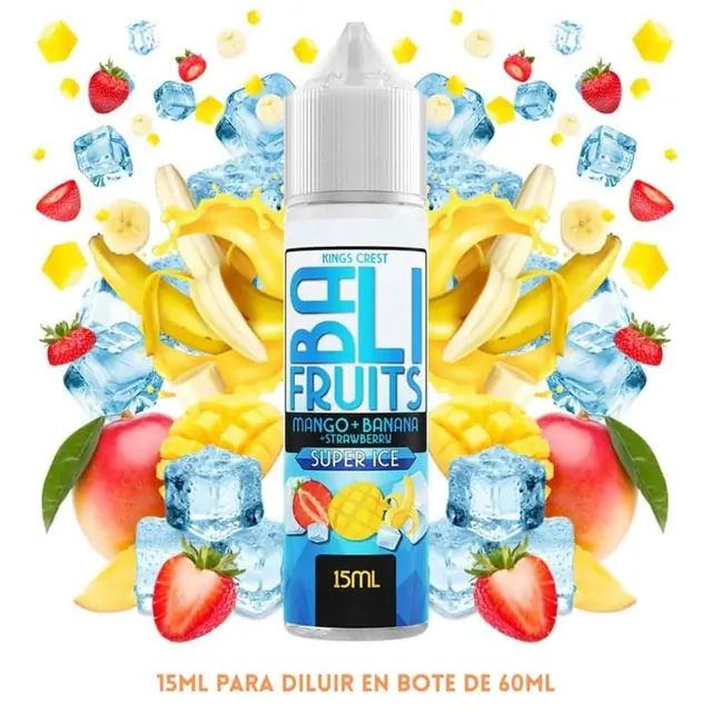BALI FRUITS, KINGS CREST Aroma Bali Fruits Mango Banana Strawberry Super Ice Longfill 15/60ml