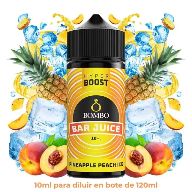 Aroma Bombo Bar Juice Hyper Boost Pineapple Peach Ice Longfill 10/120ml