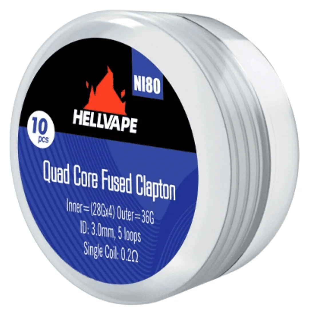 Hellvape Ni80 Quad Core Fused Clapton Coil 0.2ohm (10pcs) Hellvape Ni80 Quad Core Fused Clapton Coil 0.2ohm (10pcs)