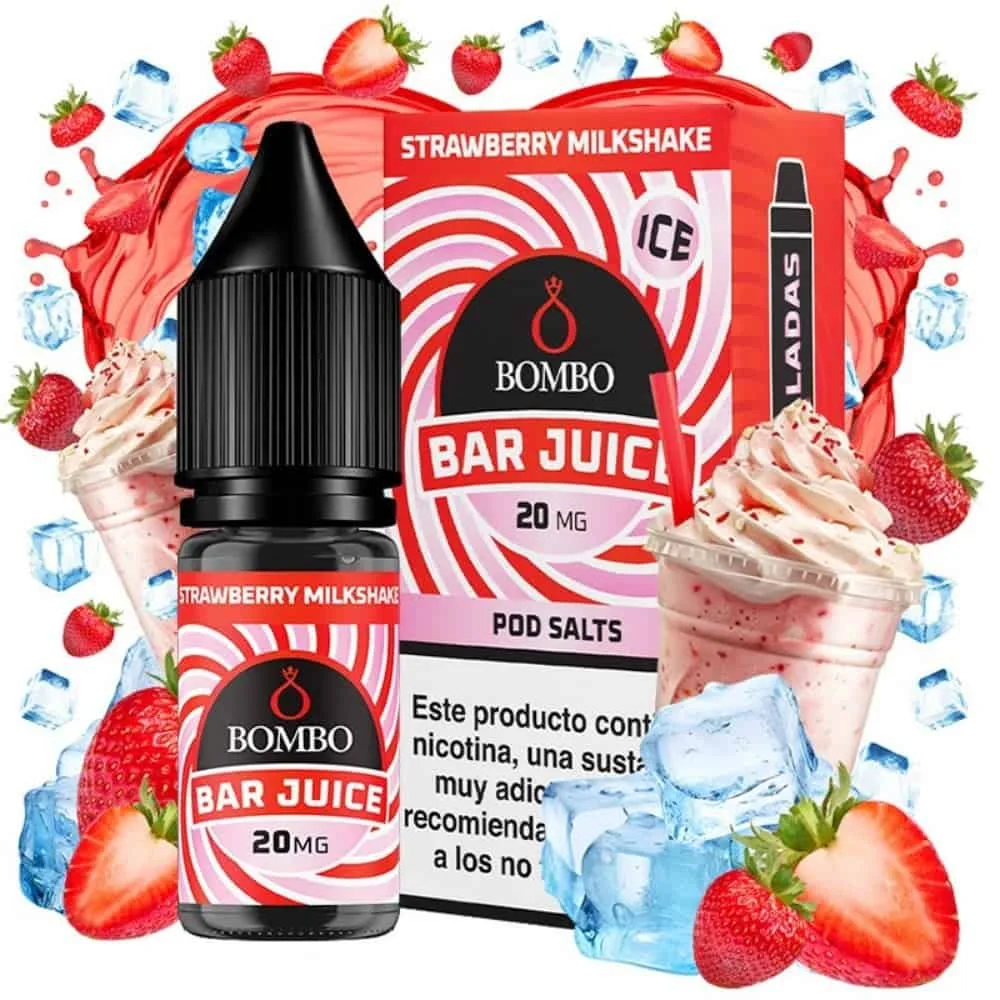 Bombo Salts Bar Juice Strawberry Milkshake Ice 10ml Bombo Salts Bar Juice Strawberry Milkshake Ice 10ml